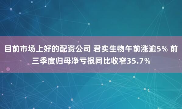 目前市场上好的配资公司 君实生物午前涨逾5% 前三季度归母净亏损同比收窄35.7%